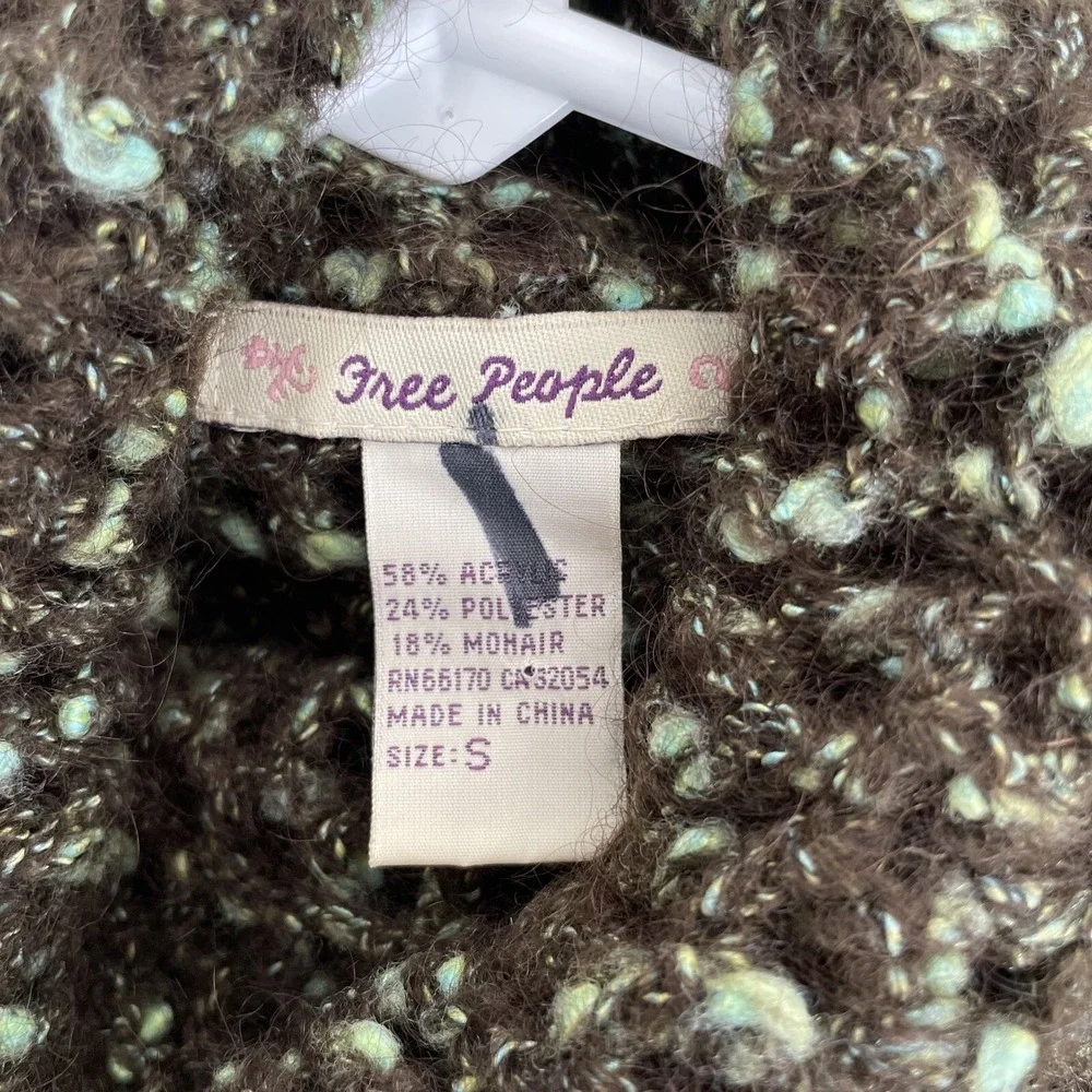 Free People Sweater Women's Size Small Open Knit Turtleneck Mohair‎ Cotton